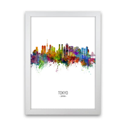 Tokyo Japan Skyline Portrait Art Print by Michael Tompsett White Grain