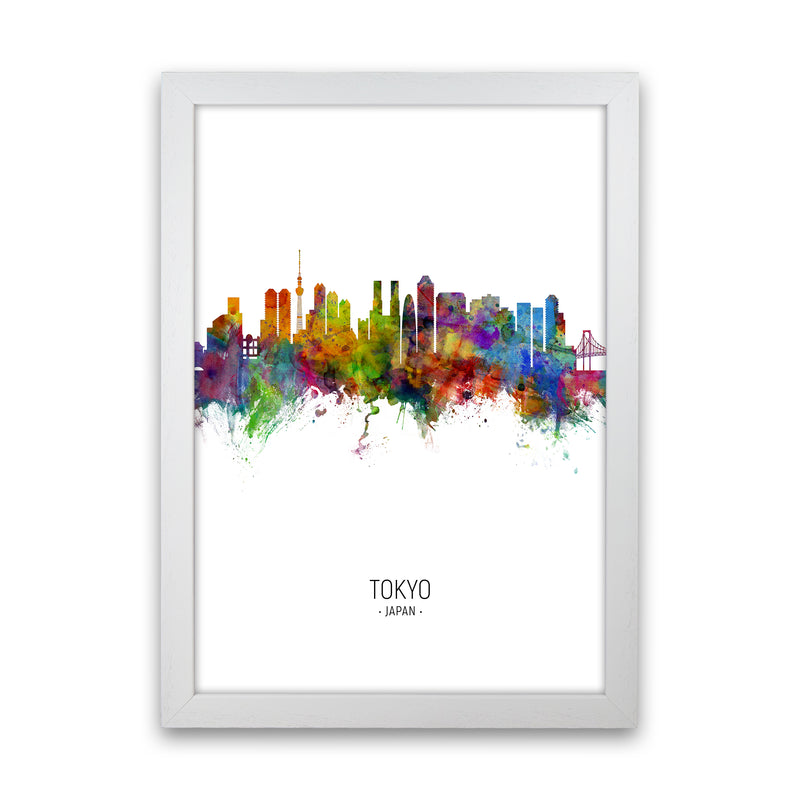Tokyo Japan Skyline Portrait Art Print by Michael Tompsett White Grain