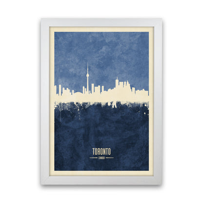 Toronto Canada Skyline Portrait Navy Art Print by Michael Tompsett White Grain