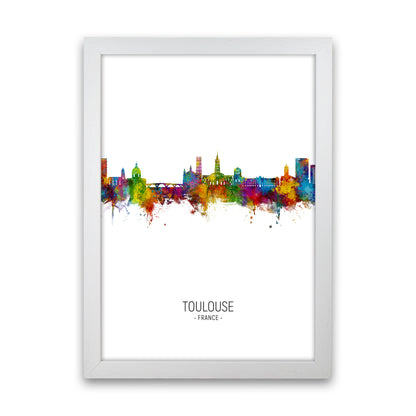 Toulouse France Skyline Portrait Art Print by Michael Tompsett White Grain
