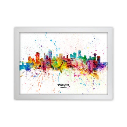 Vancouver Canada Skyline Splash Art Print by Michael Tompsett White Grain