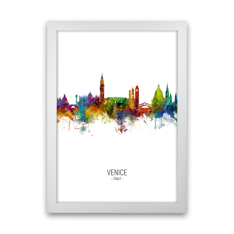 Venice Italy Skyline Portrait Art Print by Michael Tompsett White Grain