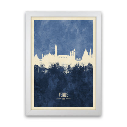 Venice Italy Skyline Portrait Navy Art Print by Michael Tompsett White Grain