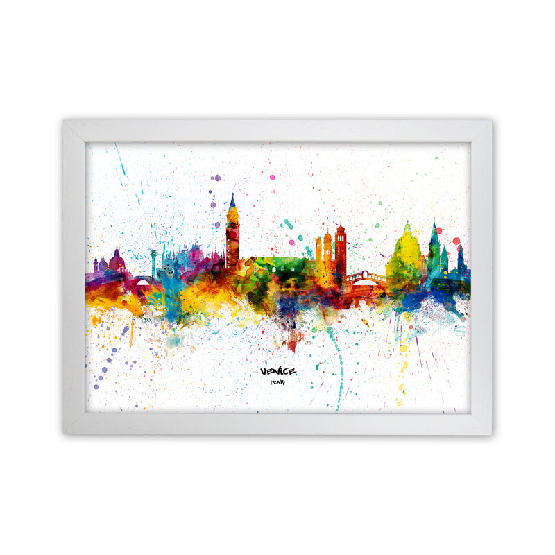 Venice Italy Skyline Splash Art Print by Michael Tompsett White Grain