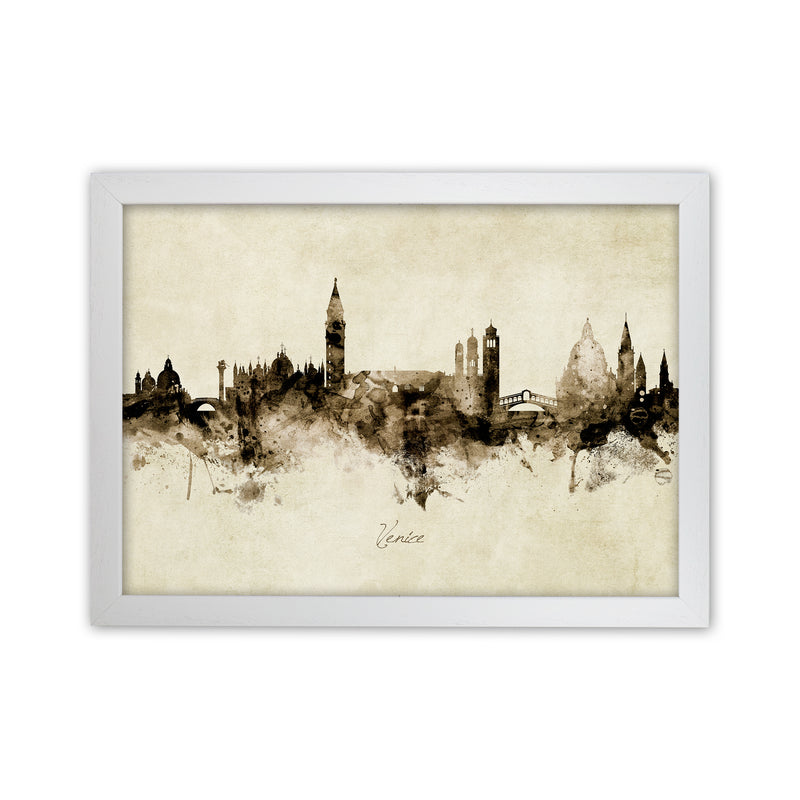 Venice Italy Skyline Vintage Art Print by Michael Tompsett White Grain