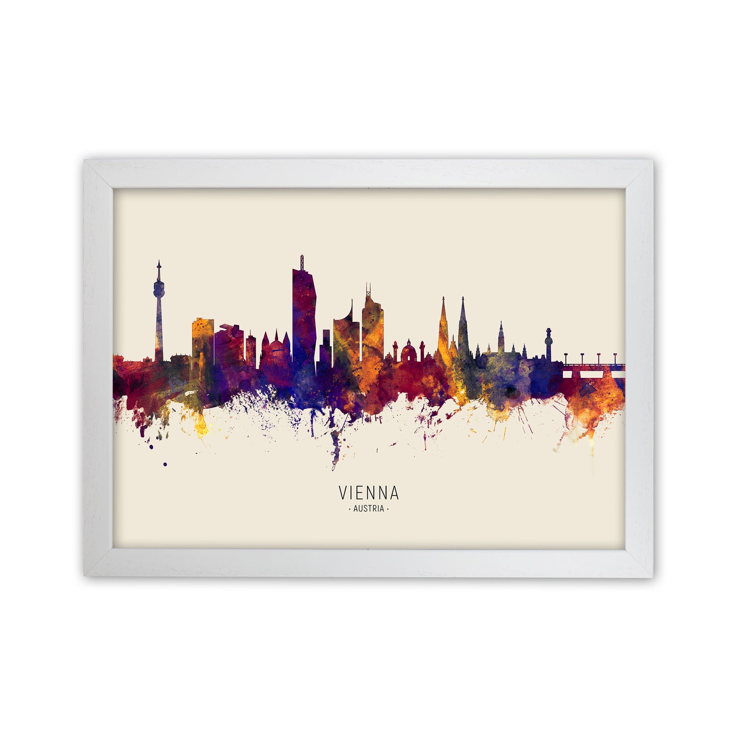 Vienna Austria Skyline Autumn City Name Art Print by Michael Tompsett White Grain