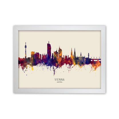 Vienna Austria Skyline Autumn City Name Art Print by Michael Tompsett White Grain