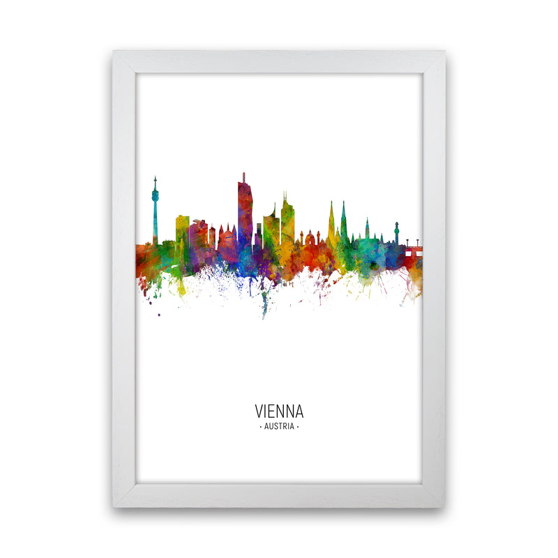Vienna Austria Skyline Portrait Art Print by Michael Tompsett White Grain
