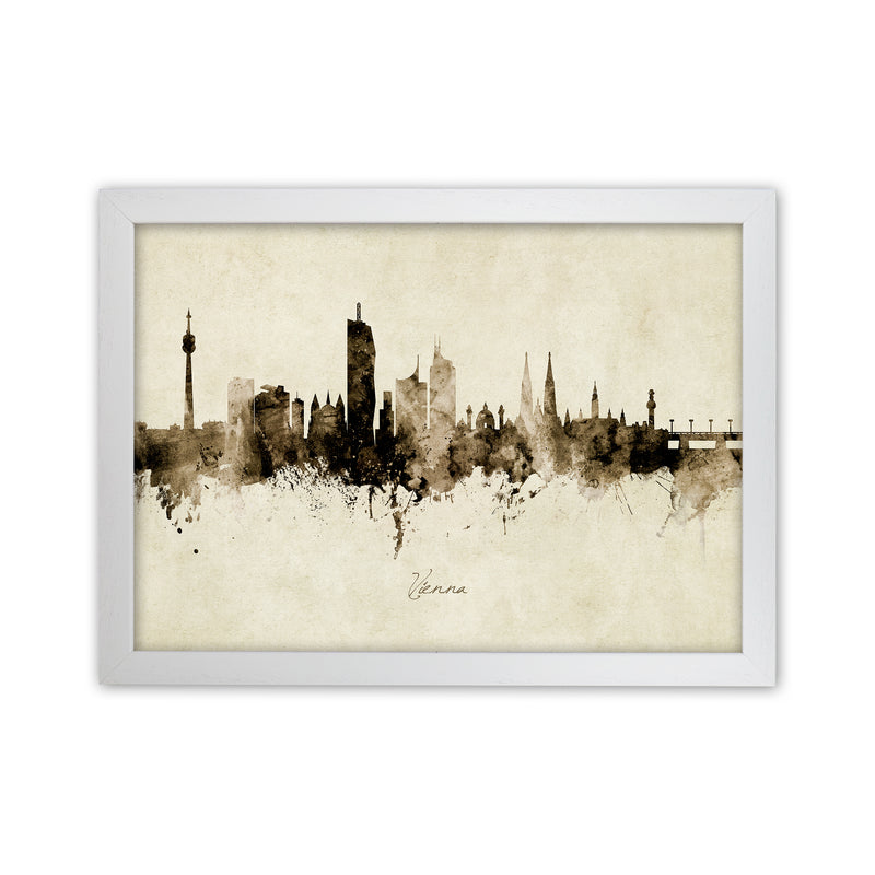 Vienna Austria Skyline Vintage Art Print by Michael Tompsett White Grain