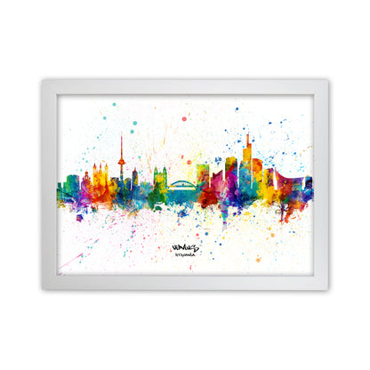 Vilnius Lithuania Skyline Splash Art Print by Michael Tompsett White Grain