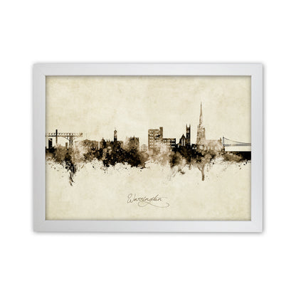 Warrington England Skyline Vintage Art Print by Michael Tompsett White Grain