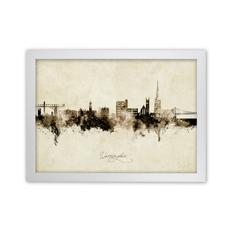 Warrington England Skyline Vintage Art Print by Michael Tompsett White Grain