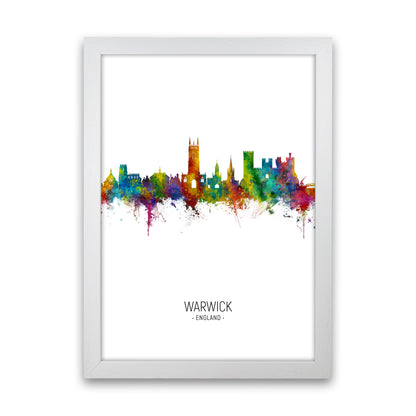 Warwick England Skyline Portrait Art Print by Michael Tompsett White Grain