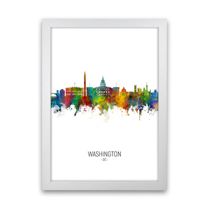 Washington Dc Skyline Portrait Art Print by Michael Tompsett White Grain