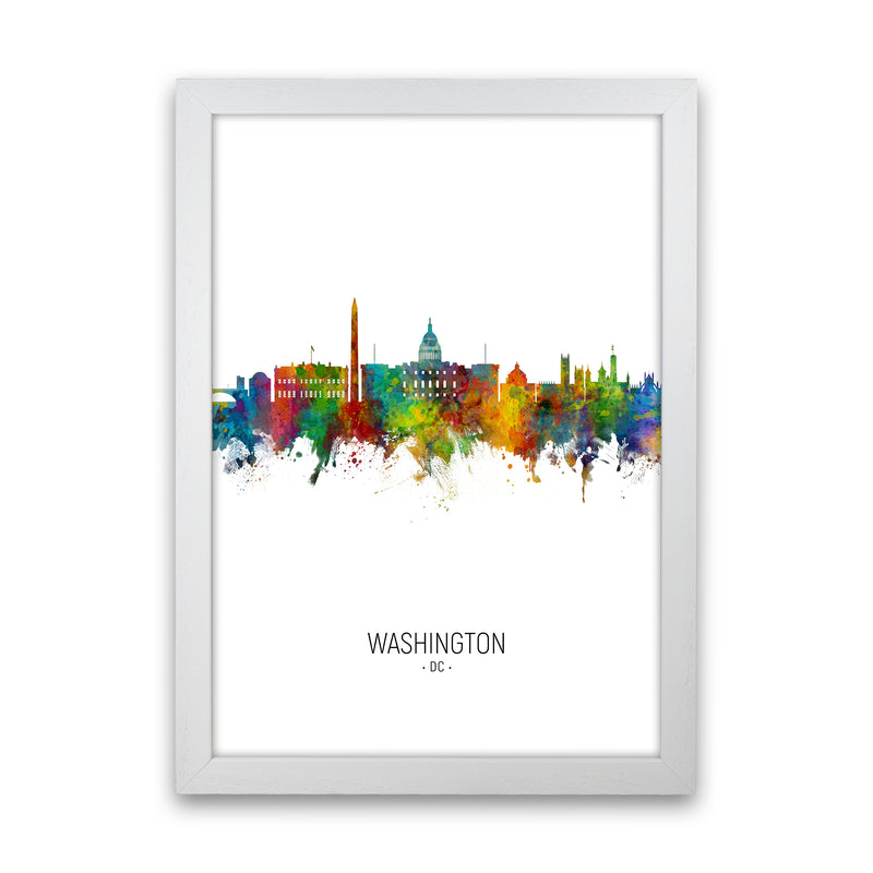 Washington Dc Skyline Portrait Art Print by Michael Tompsett White Grain