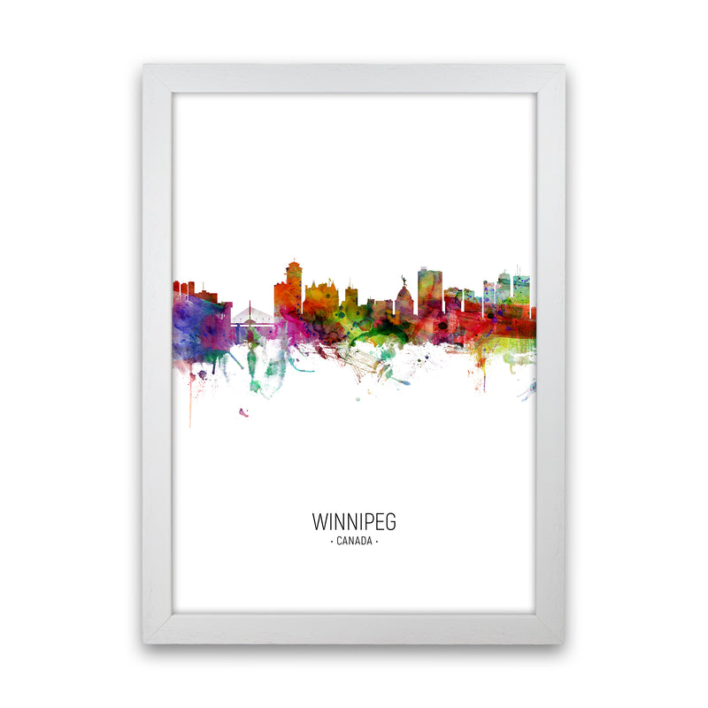 Winnipeg Canada Skyline Portrait Art Print by Michael Tompsett White Grain