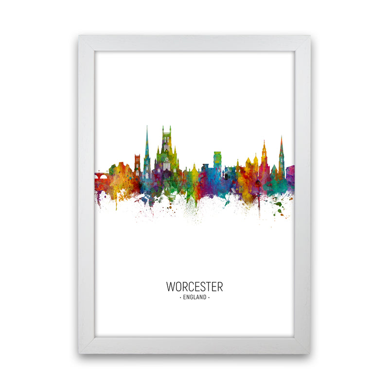 Worcester England Skyline Portrait Art Print by Michael Tompsett White Grain