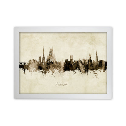 Worcester England Skyline Vintage Art Print by Michael Tompsett White Grain