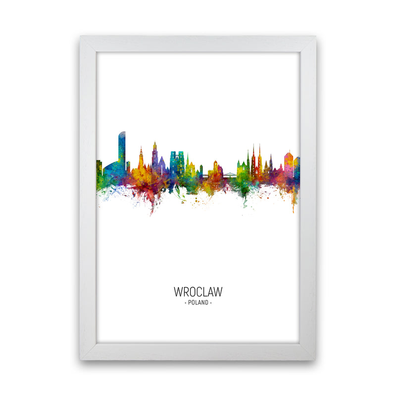 Wroclaw Poland Skyline Portrait Art Print by Michael Tompsett White Grain