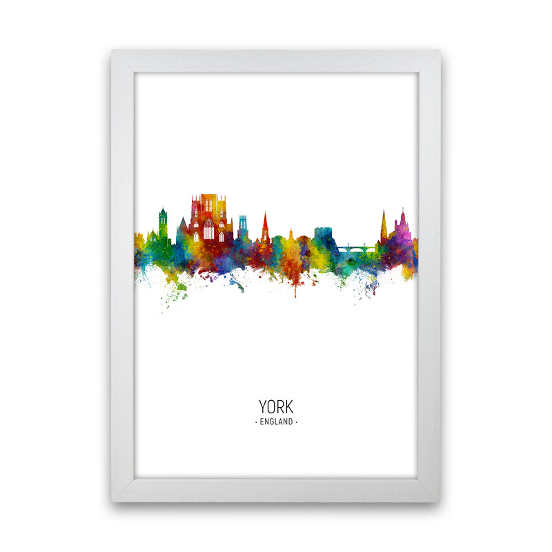York England Skyline Portrait Art Print by Michael Tompsett White Grain