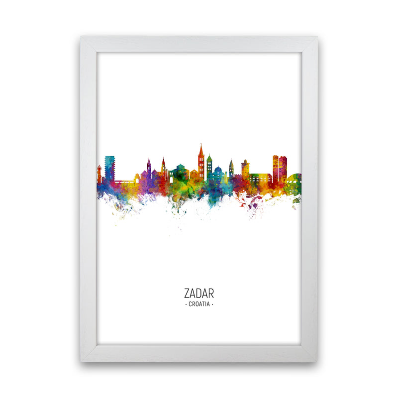 Zadar Croatia Skyline Portrait Art Print by Michael Tompsett White Grain