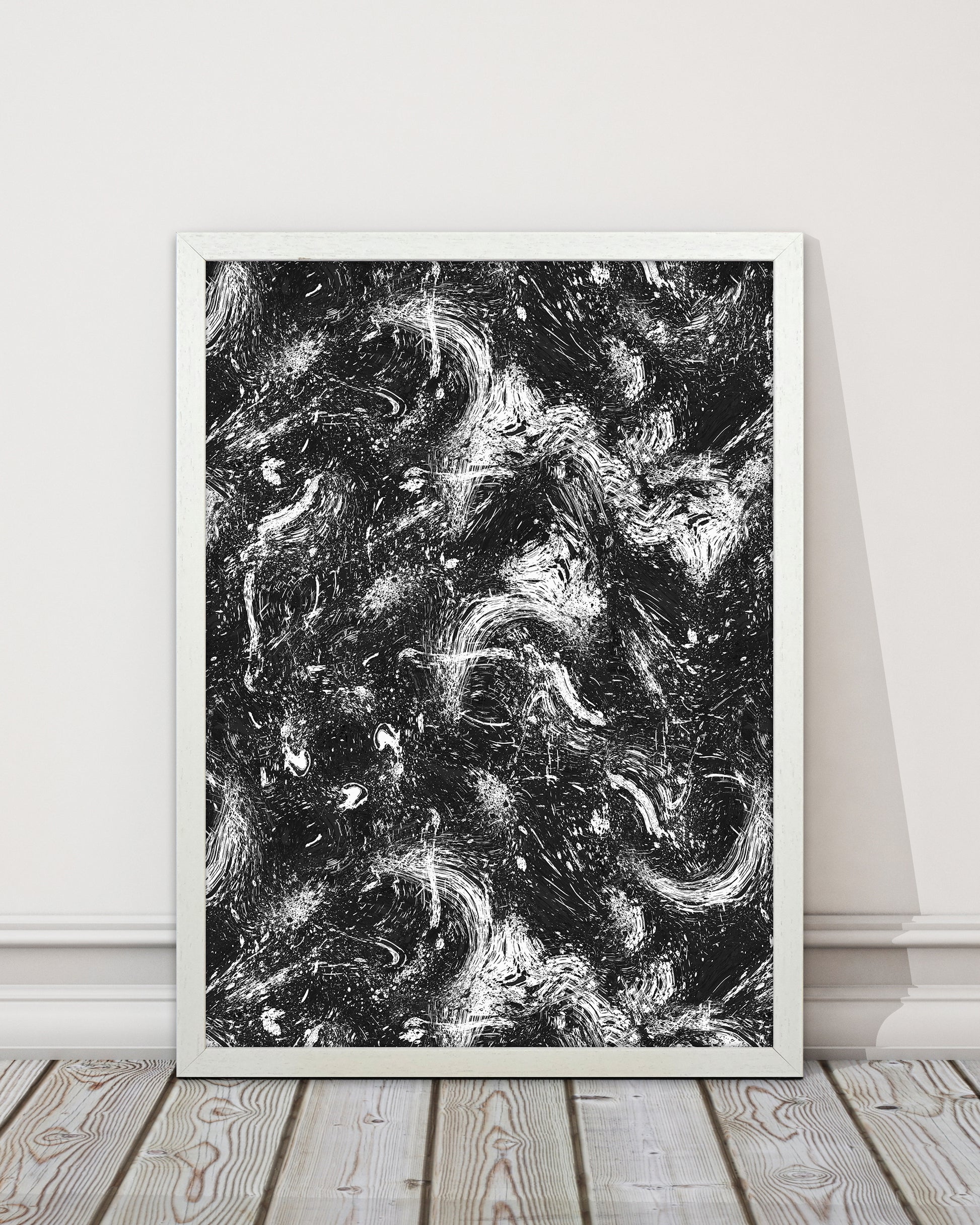 Abstract Dripping Painting Black White Abstract Art Print by Ninola Design
