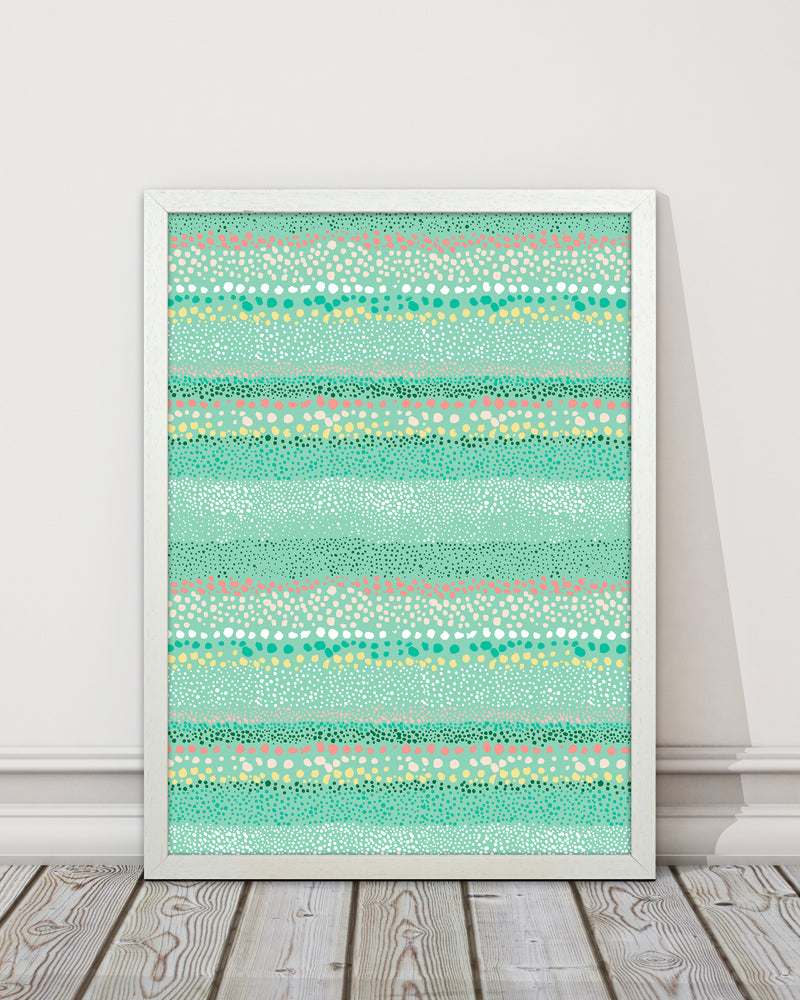 Little Textured Minimal Dots Green Abstract Art Print by Ninola Design