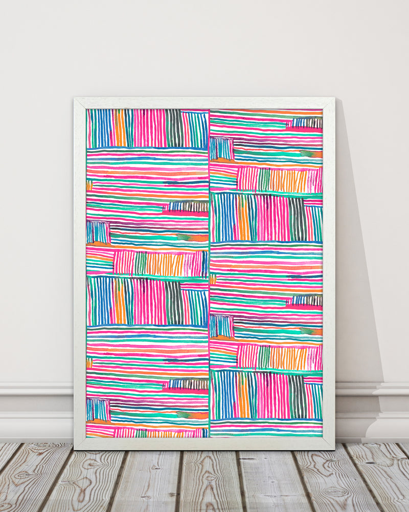 Watercolor Linear Meditation Pink Abstract Art Print by Ninola Design