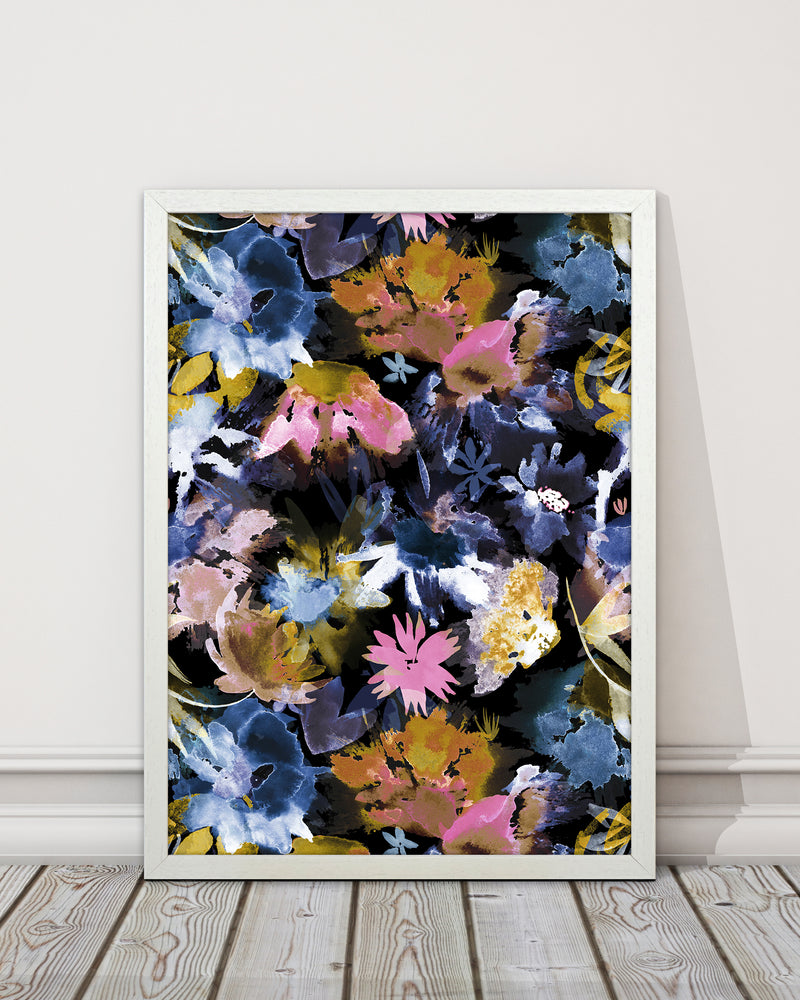 Watercolor Sring Memories Black Abstract Art Print by Ninola Design