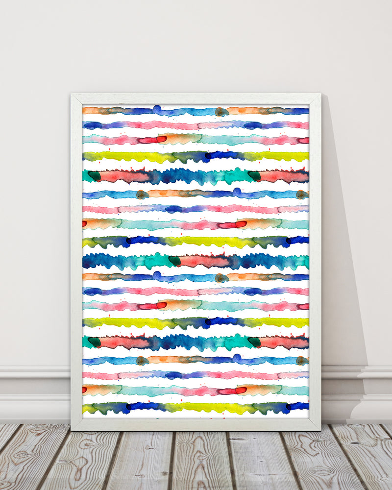 Gradient Watercolor Lines Blue Abstract Art Print by Ninola Design