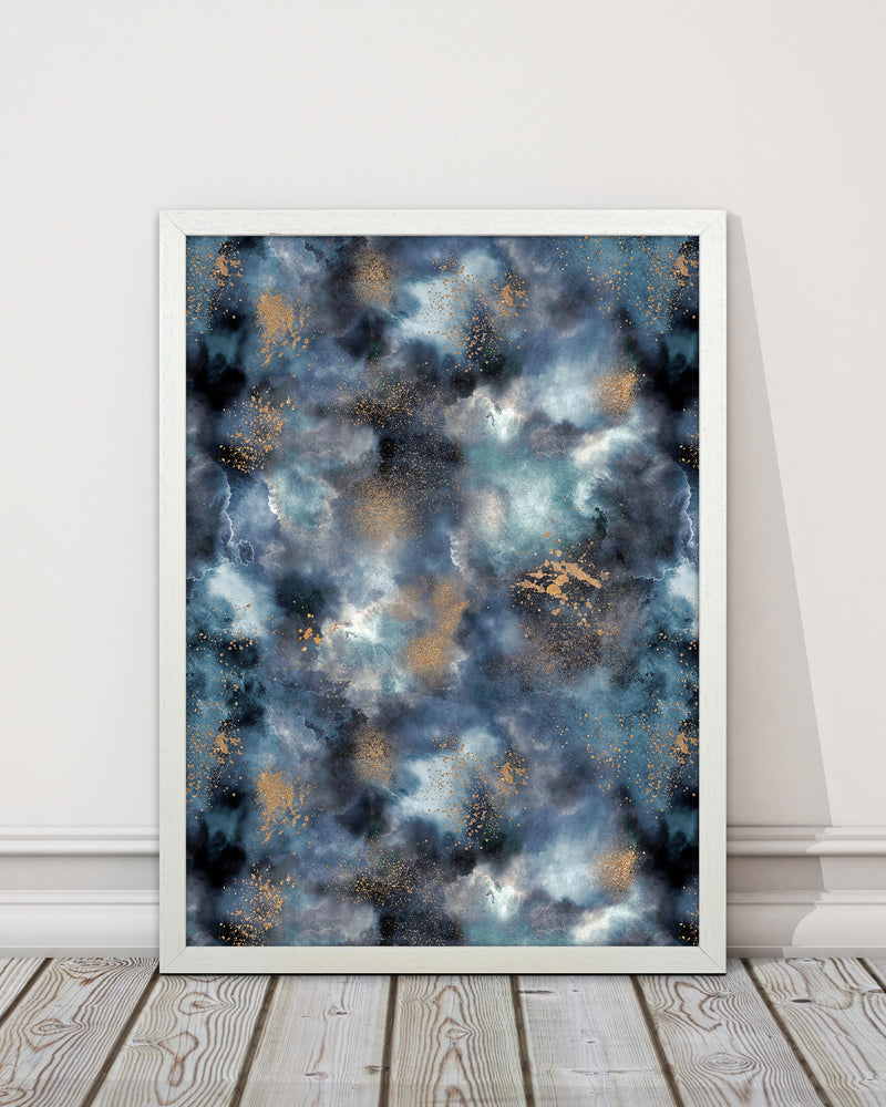 Smoky Marble Watercolor Dark Abstract Art Print by Ninola Design