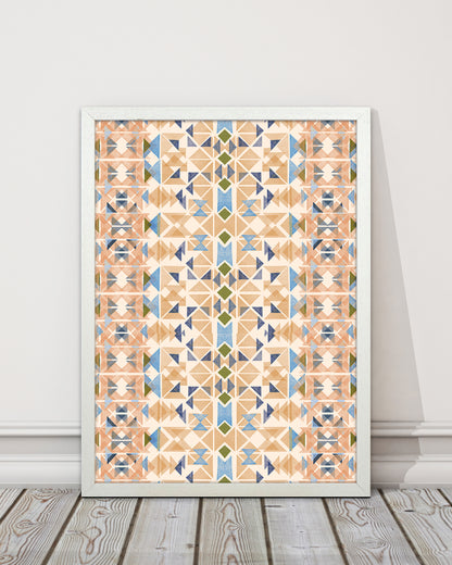 Boho Nomadic Tribal Orange Abstract Art Print by Ninola Design