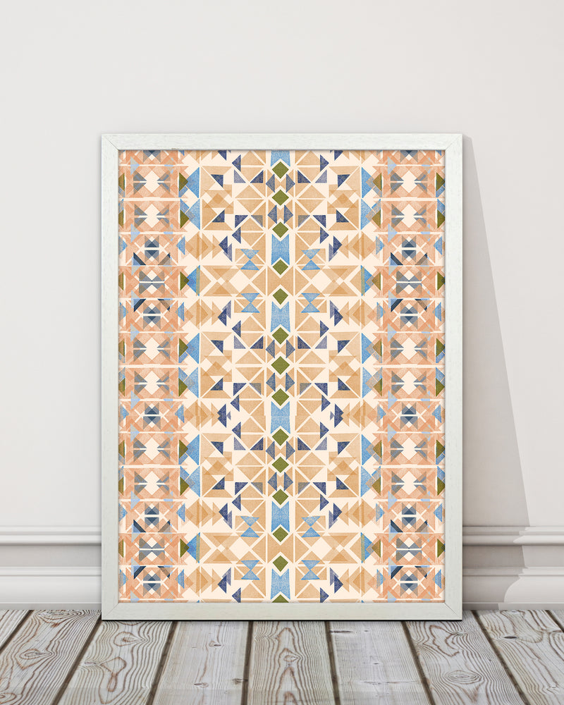 Boho Nomadic Tribal Orange Abstract Art Print by Ninola Design