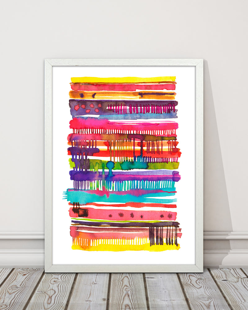 Irregular Watercolor Lines Abstract Art Print by Ninola Design