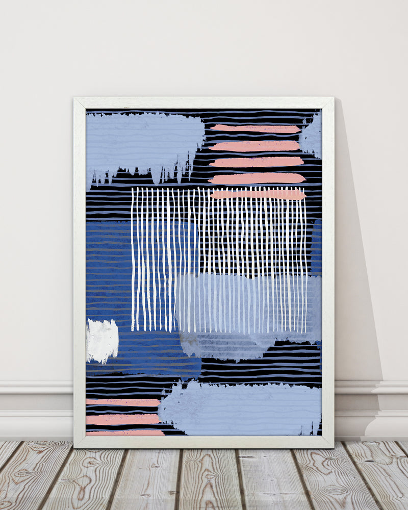 Abstract Striped Geo Blue Abstract Art Print by Ninola Design