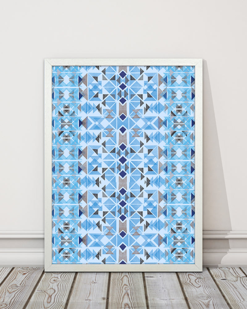 Boho Nomadic Tribal Blue Abstract Art Print by Ninola Design