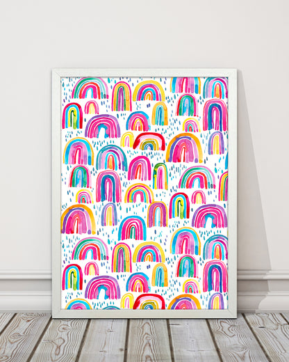 Cute Watercolor Rainbows Abstract Art Print by Ninola Design