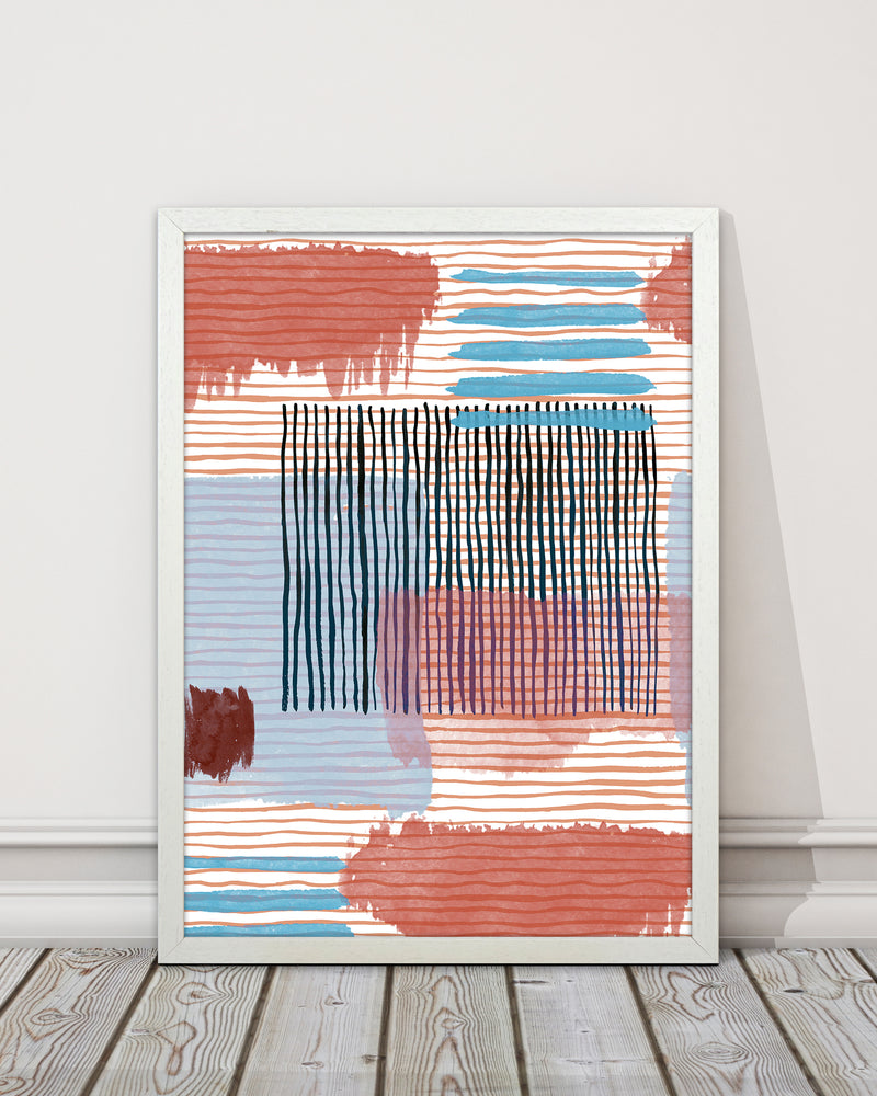 Abstract Striped Geo Red Abstract Art Print by Ninola Design
