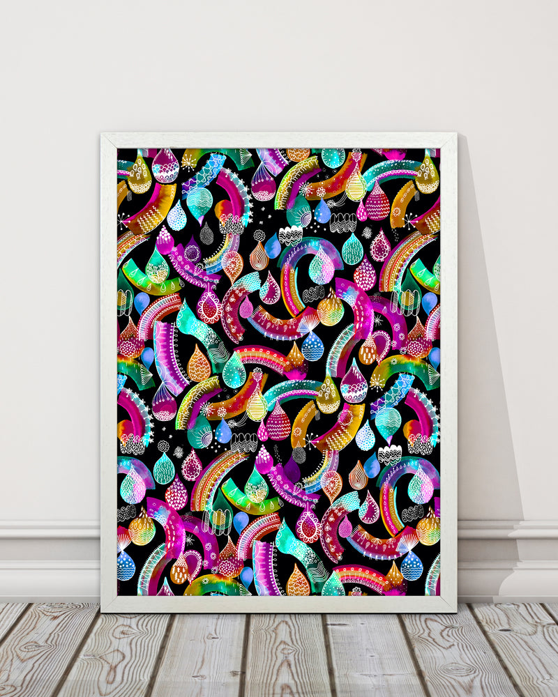Rainbow Lace Neon Kids Abstract Art Print by Ninola Design