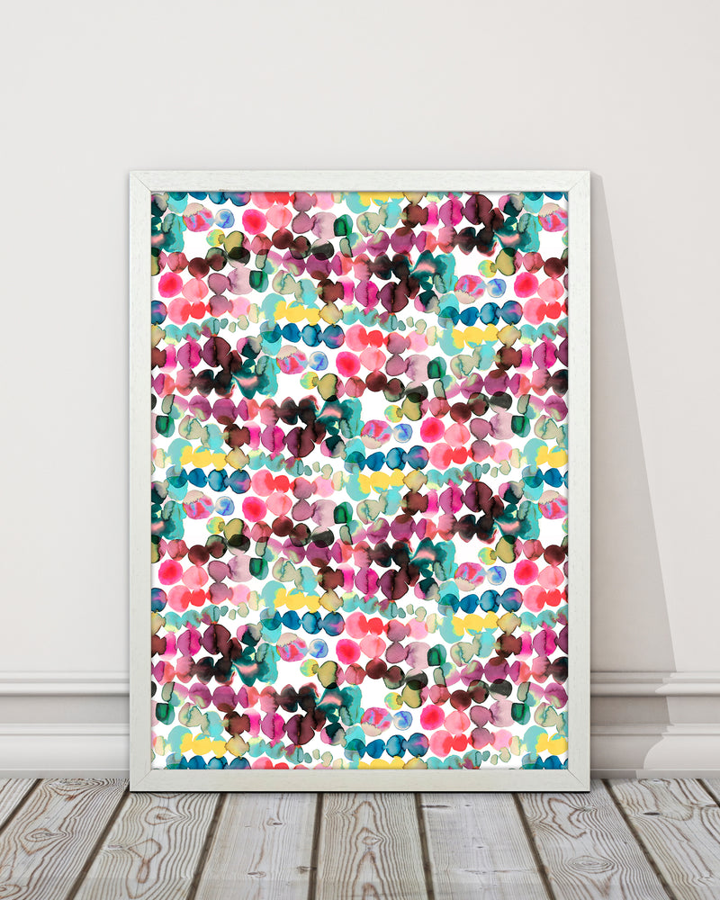 Ink Bleeding Dots Pink Abstract Art Print by Ninola Design