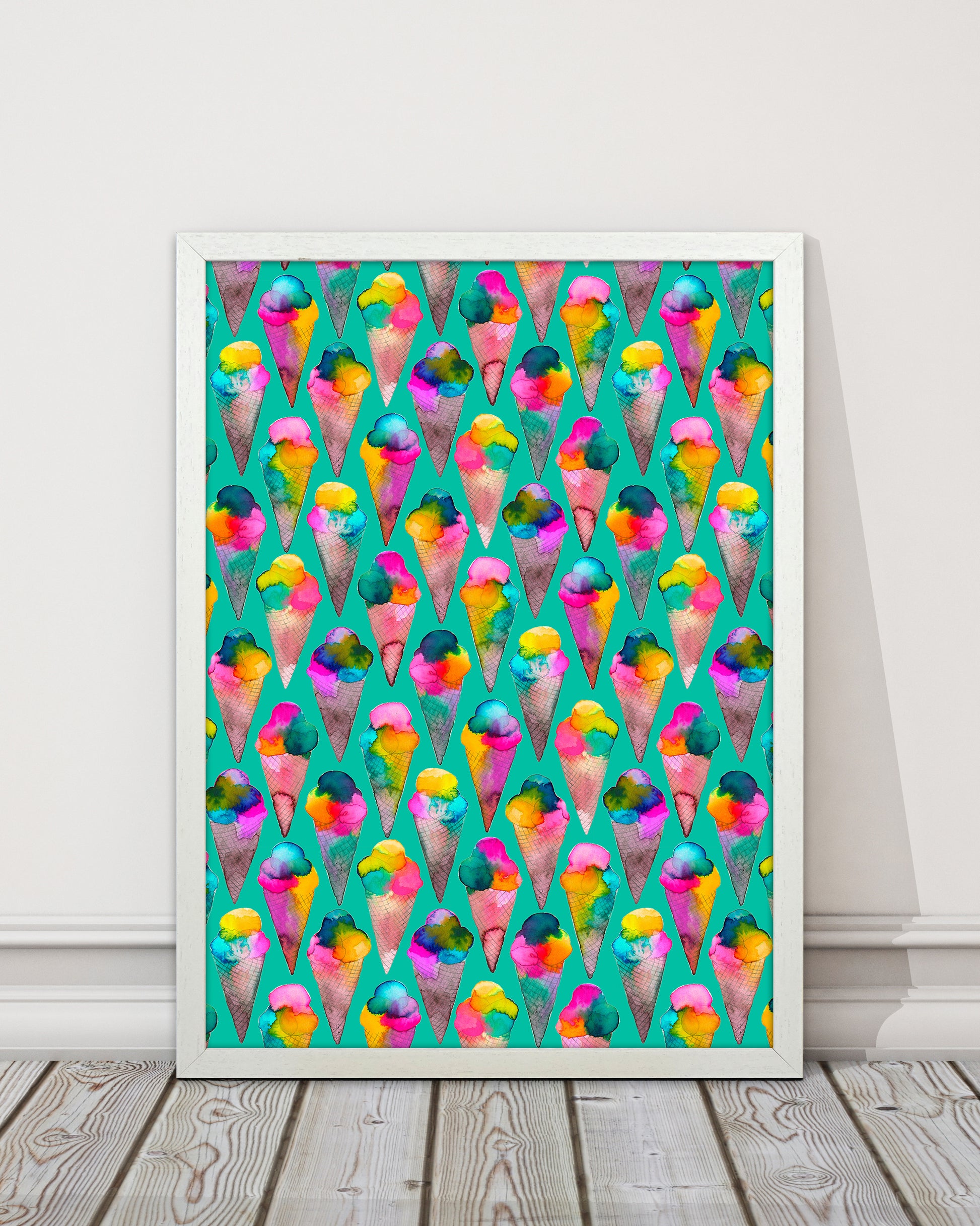 Cute Ice Creams Kids Abstract Art Print by Ninola Design