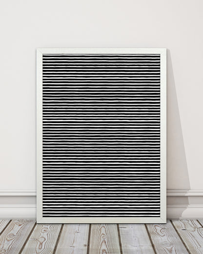 Marker Black Stripes Abstract Art Print by Ninola Design
