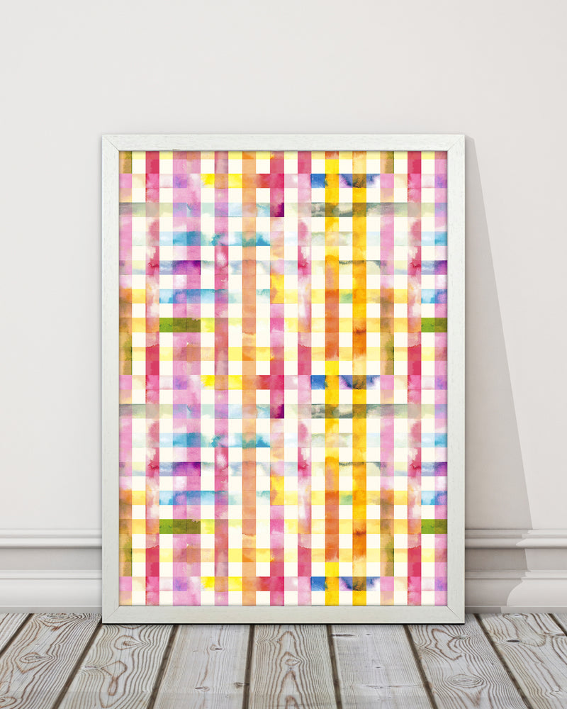 Gingham Vichy Yellow Abstract Art Print by Ninola Design