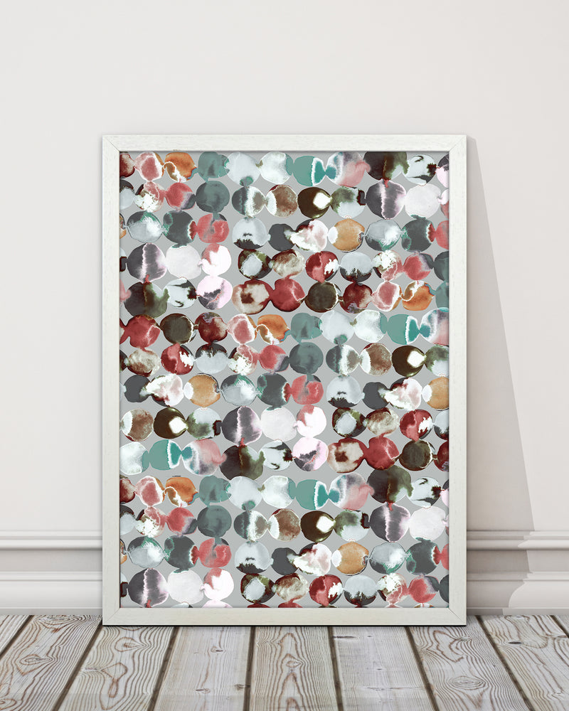 Ink Dots Gray Green Abstract Art Print by Ninola Design