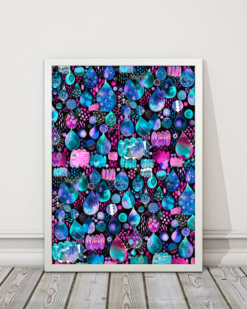 Rain Stitches Neon Abstract Art Print by Ninola Design