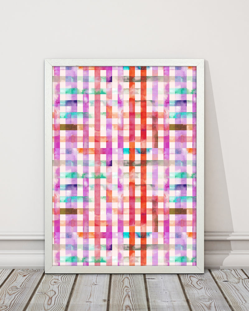Gingham Vichy Pink Abstract Art Print by Ninola Design