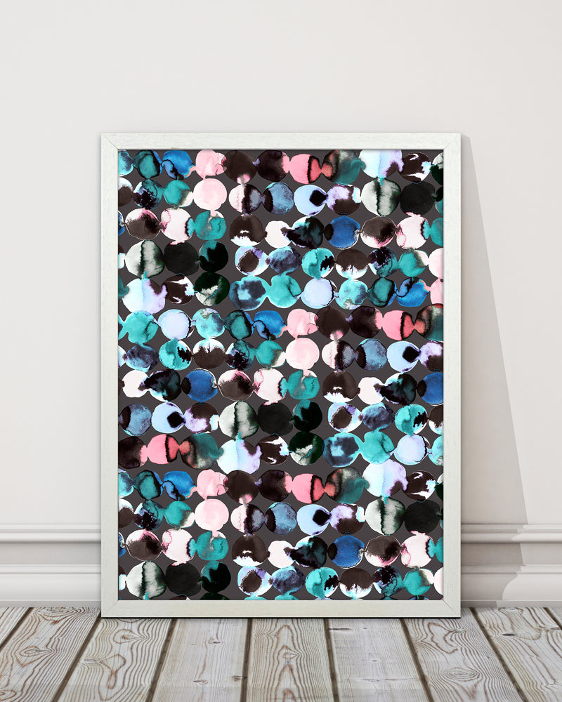 Ink Dots Blue Red Abstract Art Print by Ninola Design
