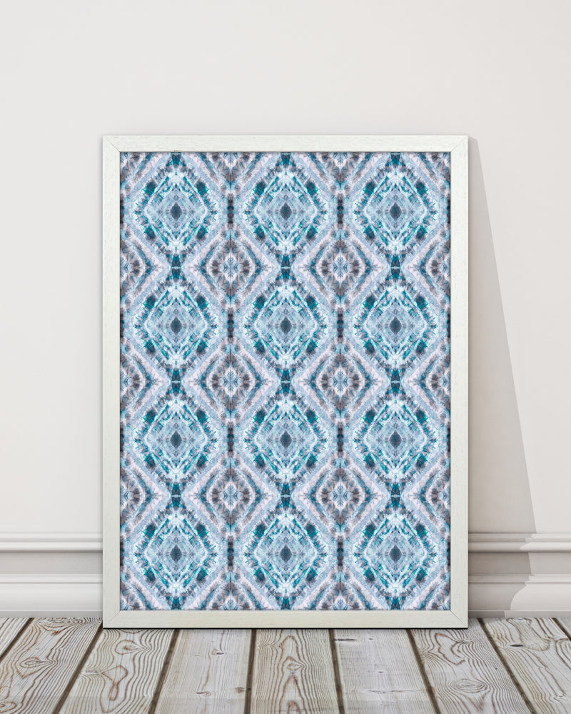 Boho Shibori Blue Abstract Art Print by Ninola Design