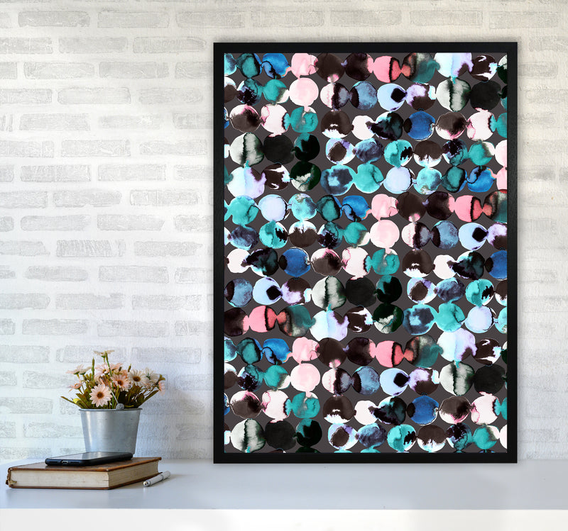 Ink Dots Blue Red Abstract Art Print by Ninola Design A1 White Frame