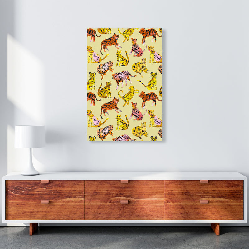 Tigers and Leopards Savannah Abstract Art Print by Ninola Design A1 Canvas